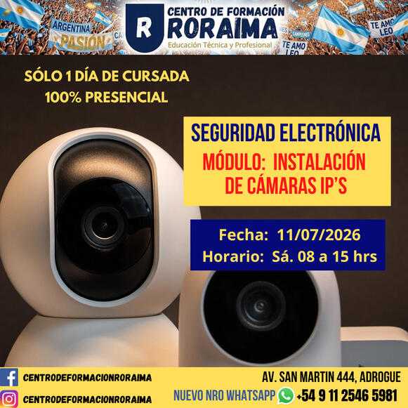 Curso de instalación de cámaras IP presencial en Centro de Formación Roraima