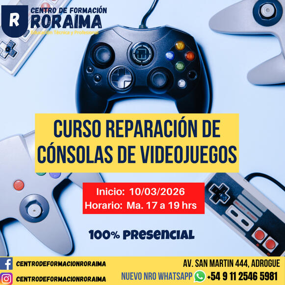 Curso de reparación de consolas de videojuegos presencial en Centro de Formación Roraima