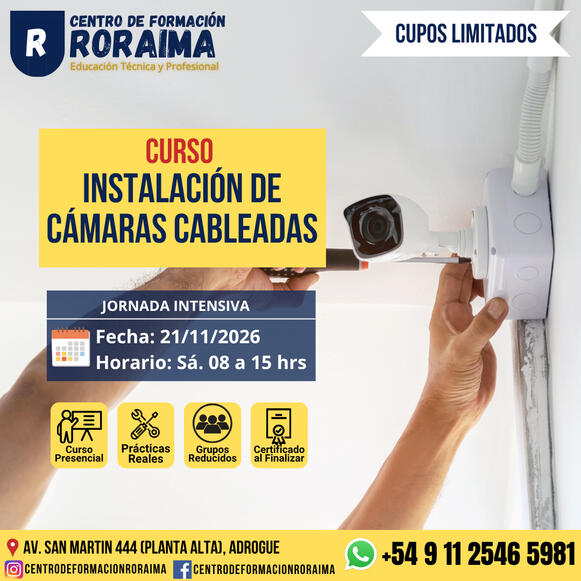 Curso de instalación de cámaras cableadas analógicas presencial en Centro de Formación Roraima