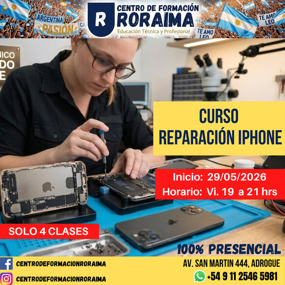 Curso de reparación de Celulares IPHONE presencial en Centro de Formación Roraima
