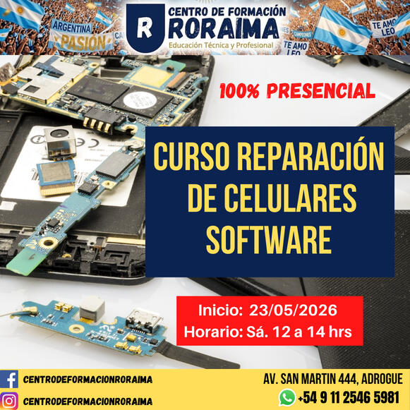 Curso de reparación de celulares software presencial en Centro de Formación Roraima