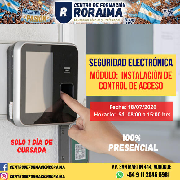 Curso de instalación de control de acceso presencial en Centro de Formación Roraima