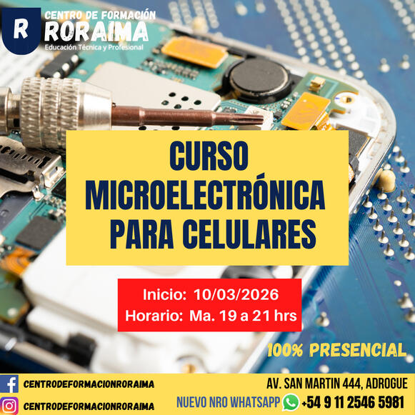 Curso de microelectrónica aplicada a la reparación de celulares presencial en Centro de Formación Roraima