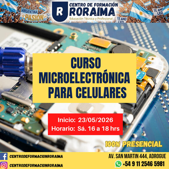 Curso de microelectrónica aplicada a la reparación de celulares presencial en Centro de Formación Roraima