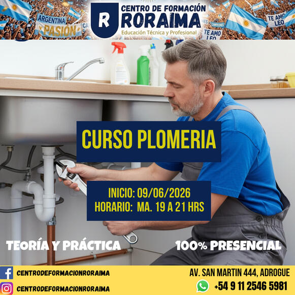 Curso de plomería presencial en Centro de Formación Roraima
