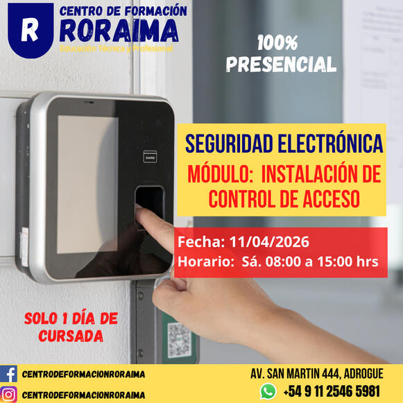 Curso de instalación de control de acceso presencial en Centro de Formación Roraima