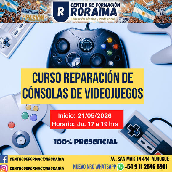 Curso de reparación de consolas de videojuegos presencial en Centro de Formación Roraima