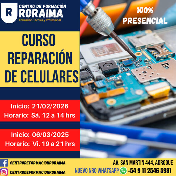 Curso de reparación de celulares presencial en Centro de Formación Roraima