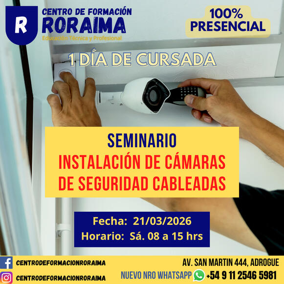 Curso de instalación de cámaras cableadas analógicas presencial en Centro de Formación Roraima