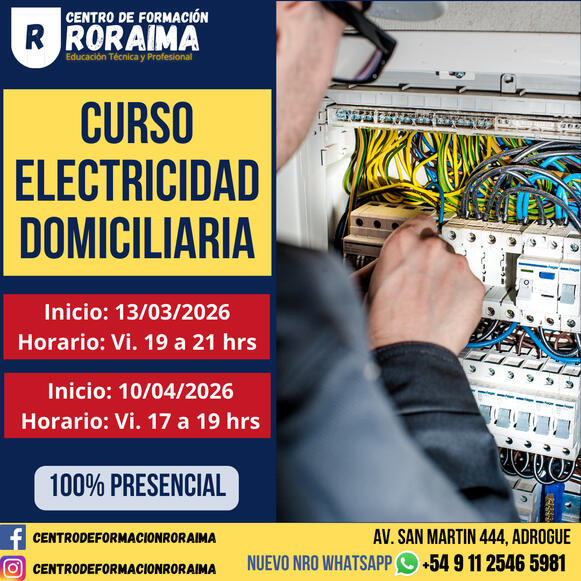 Curso de electricidad domiciliaria presencial en Centro de Formación Roraima