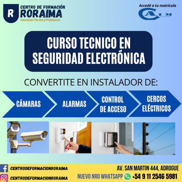 Curso de Técnico en Seguridad Electrónica presencial en Centro de Formación Roraima