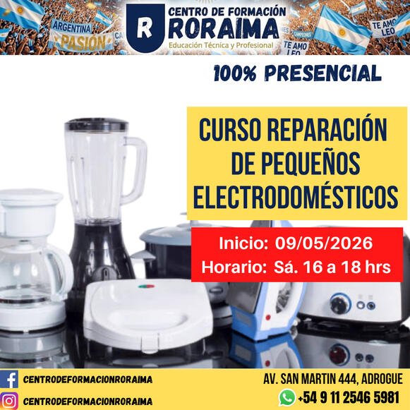 Curso de reparación de pequeños electrodomésticos presencial en Centro de Formación Roraima