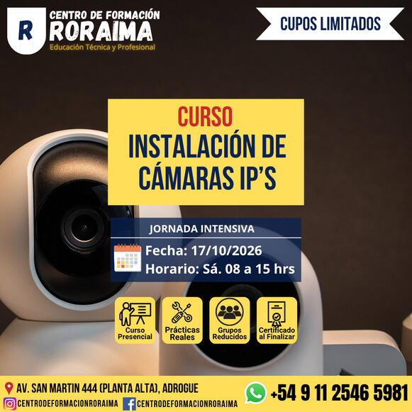 Curso de instalación de cámaras IP presencial en Centro de Formación Roraima