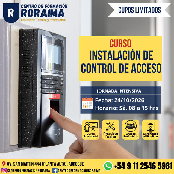 Curso de instalación de control de acceso presencial en Centro de Formación Roraima