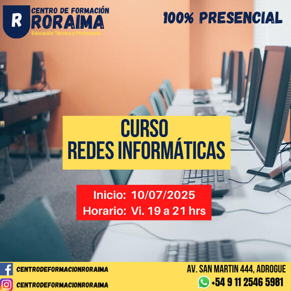 Curso de redes informáticas presencial en Centro de Formación Roraima