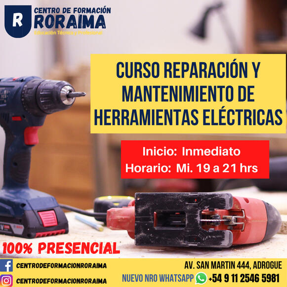 Curso de reparación de herramientas eléctricas presencial en Centro de Formación Roraima