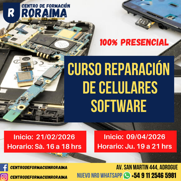 Curso de reparación de celulares software presencial en Centro de Formación Roraima