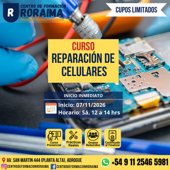 Curso de reparación de celulares presencial en Centro de Formación Roraima