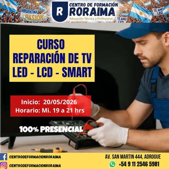 Curso de reparación de televisores LED LCD SMART presencial en Centro de Formación Roraima