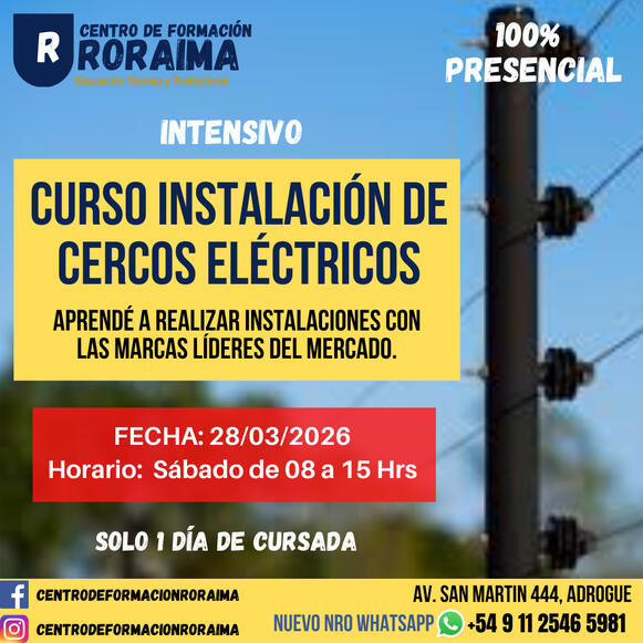 Curso de instalación de cercos eléctricos presencial en Centro de Formación Roraima